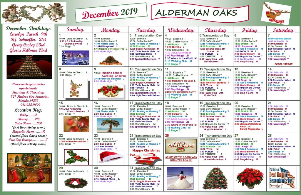 Calendar Alderman Oaks